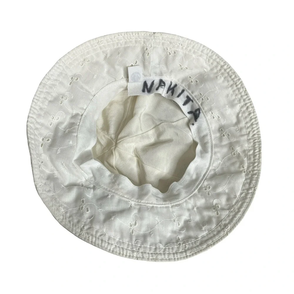 Vintage White Eyelet Embroidered Sun Hat Union Made USA Cottagecore Prairie